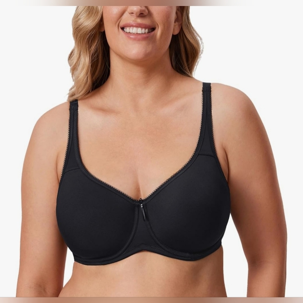 Black Seamless Bras Plus Size Full Coverage Underwire‎ Lightly 38F